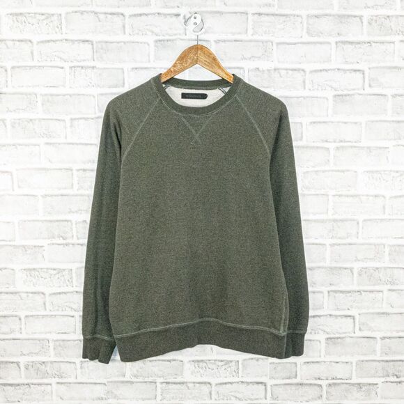 DUNDERDON Men's french terry Crew neck Sweatshirt Heather Green size Large - Picture 1 of 4